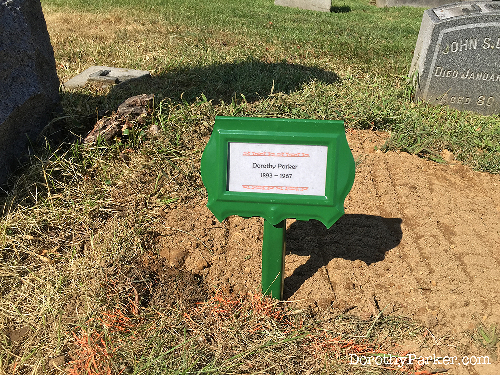 Temporary grave marker on Parker grave.