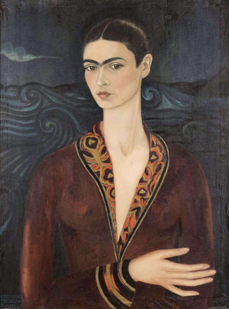 “Self Portrait in a Velvet Dress” by Frida Kahlo